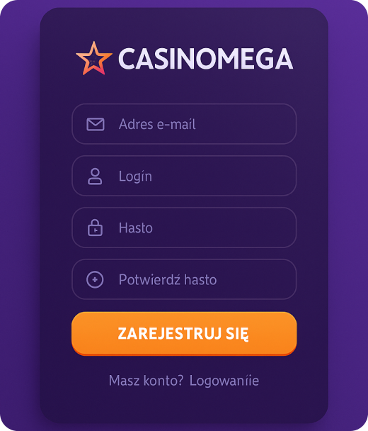 Karta rejestracyjna CasinoMega